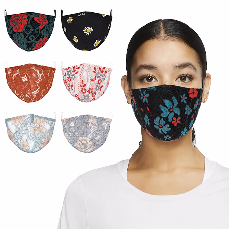 2 ply Lace Adults Face Mask w/Filter Pocket