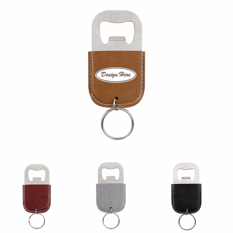 Stylish PU Leather Keychain Beer Opener