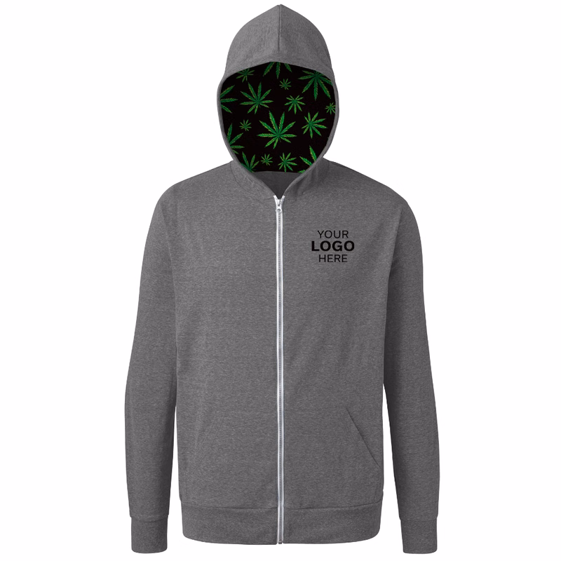 Cannabis Triblend Contrast Zip Front Hoodie