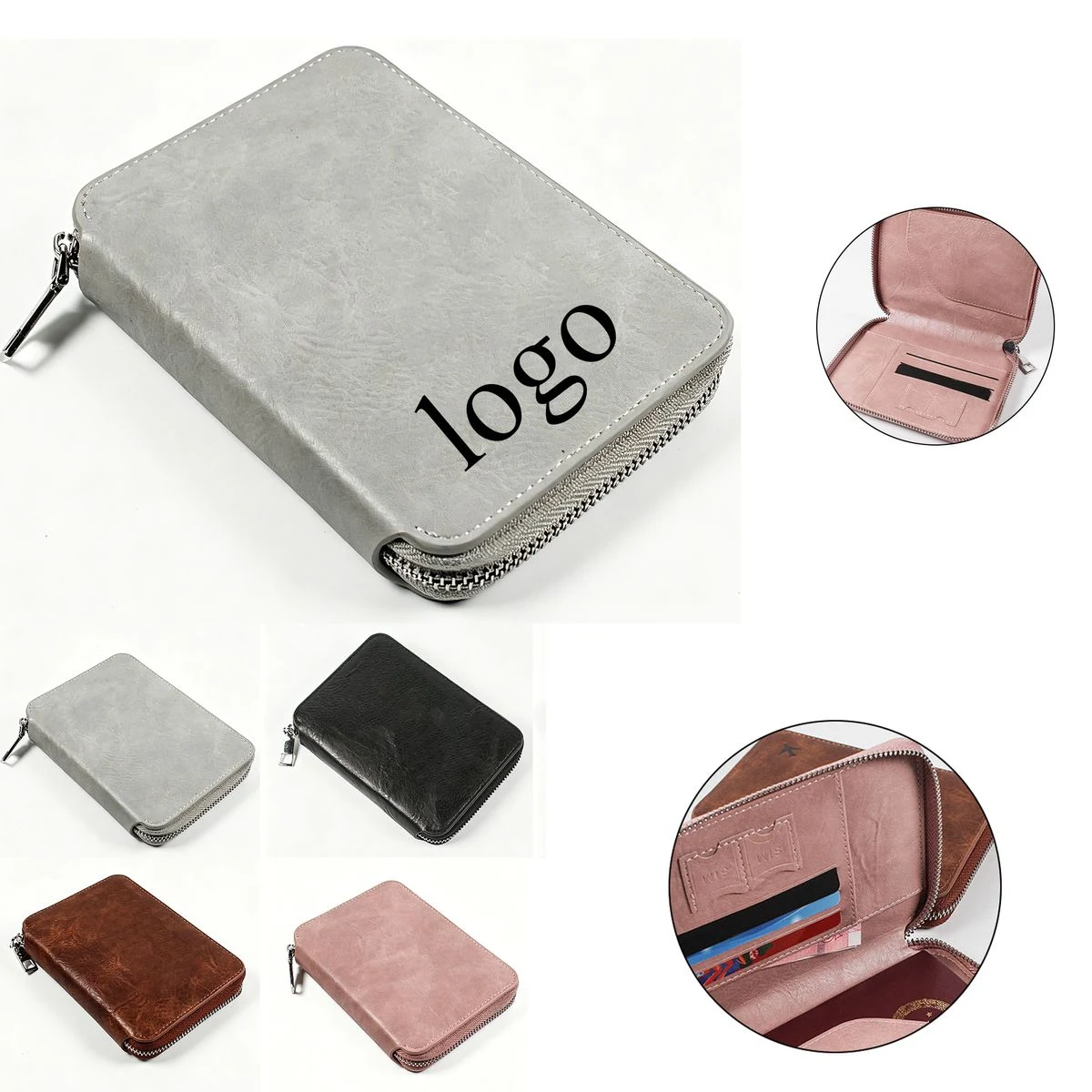 PU Leather Zippered Card Holder Wallet 1
