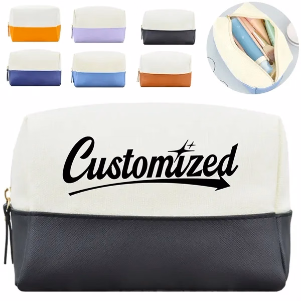 Custom PU Leather Cosmetic Toiletry Bag with Coin Purse — Travel Essentials Organizer