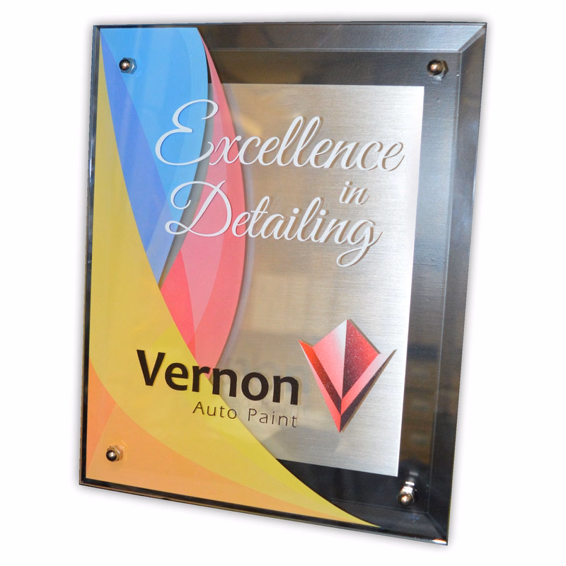 Glass Floating Plaque