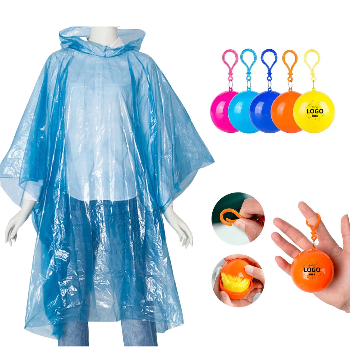 Disposable Rain Poncho Ball, custom jacket with logo imprint 1