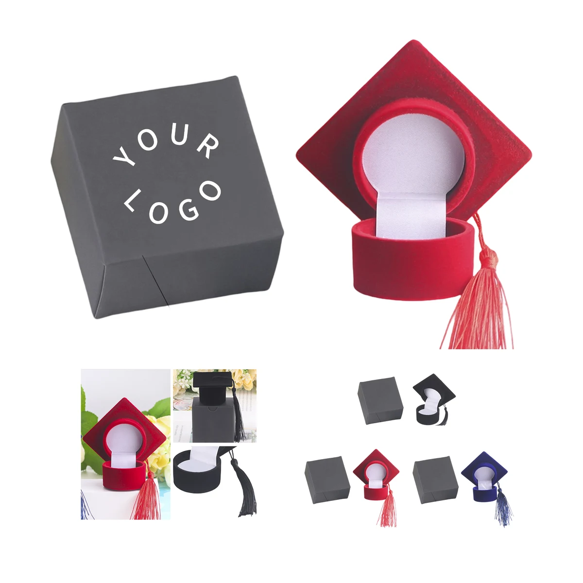 ABS Graduation Cap Ring Box 2.48" x 2.48" x 1.57" 1