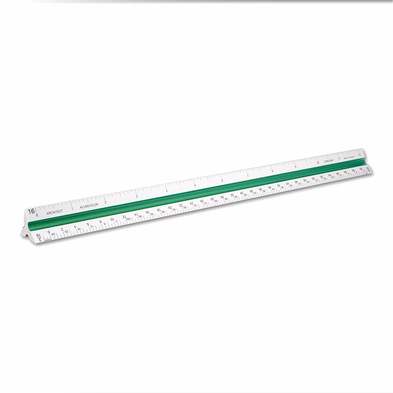 12" Color-coded Architect Solid Triangular Scale - Aluminum