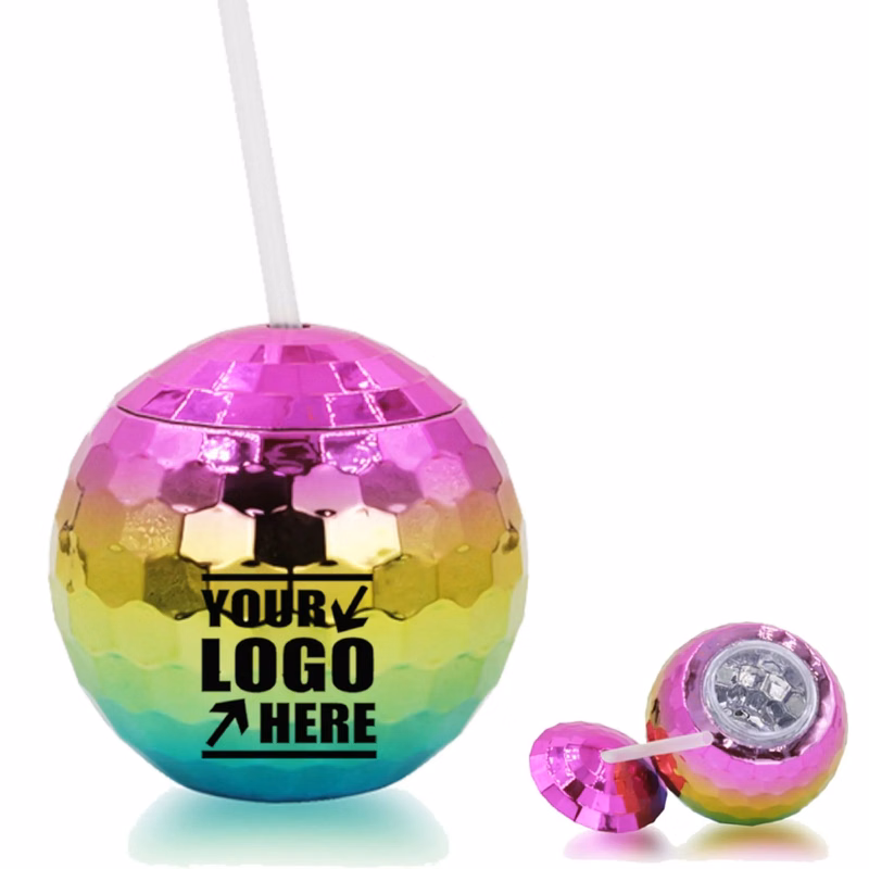20 OZ Colorful Disco Ball Cup With Straw