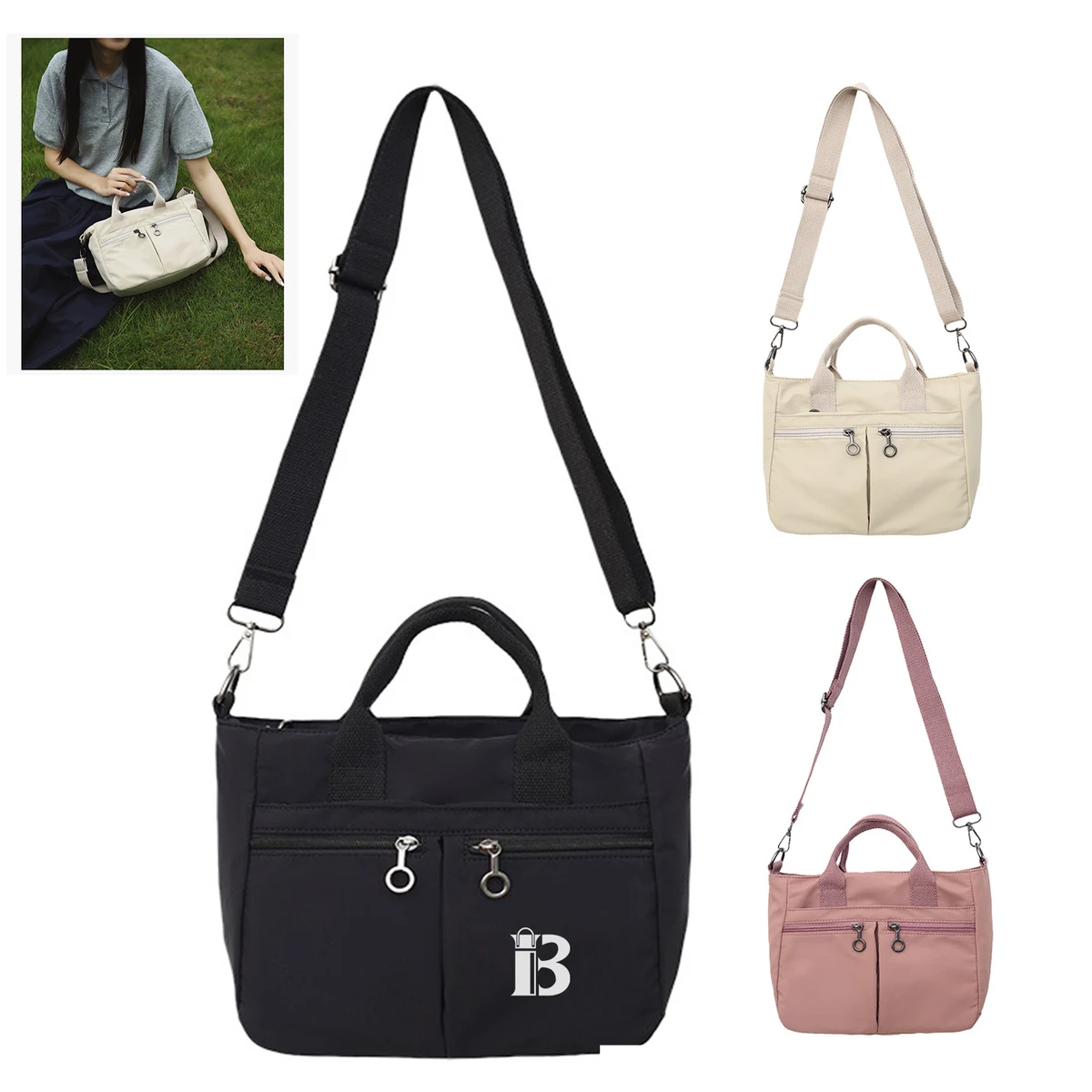 Nylon Lightweight Crossbody Tote Bag 1