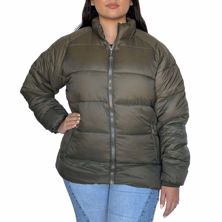 Women's Solid Puffer Jackets Olive S-XL