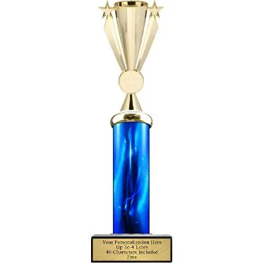 TROPH-EASE Trophy, 18" 1 column, Wood Base 1