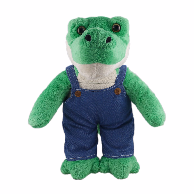 Soft Plush Stuffed Alligator in denim overall.