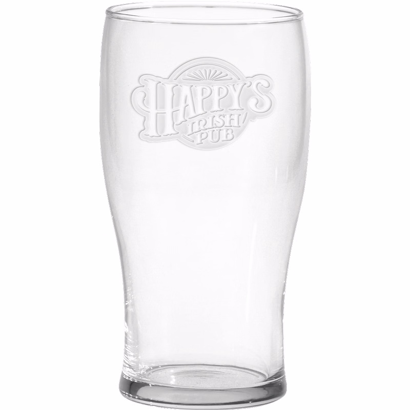 20 oz Large Pub Glass - Deep Etched