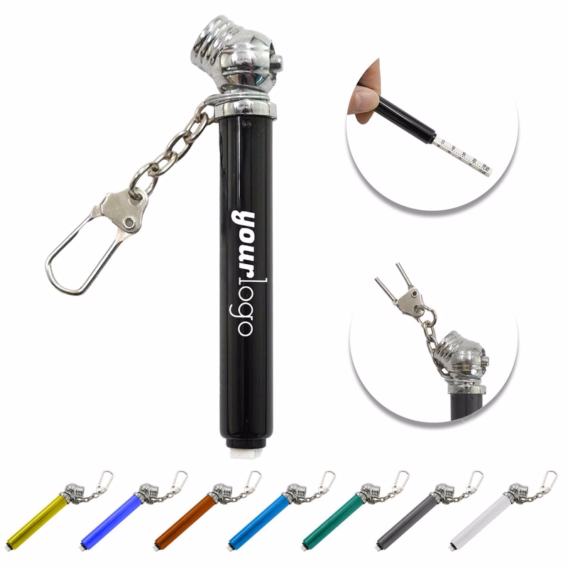 Compact Metal Tire Check Gauge Keychain
