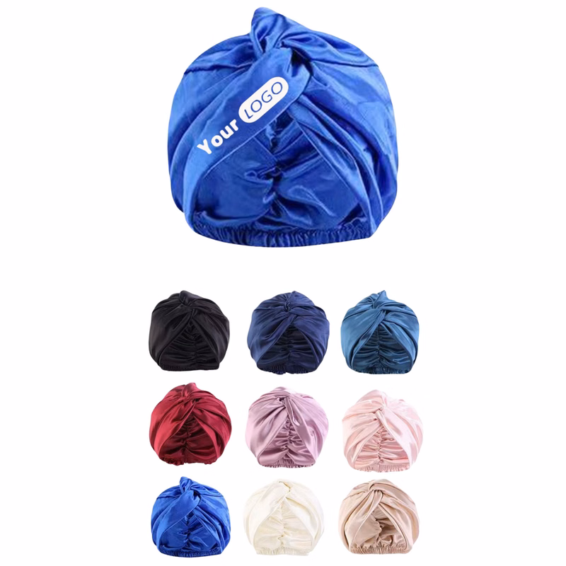 Womens Solid Color Simulation Silk Hair Care Sleep Cap