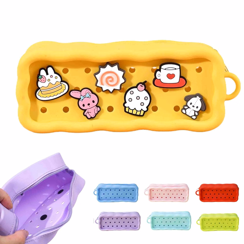 Silicone Pen Case Makeup Brush Holder With Charms