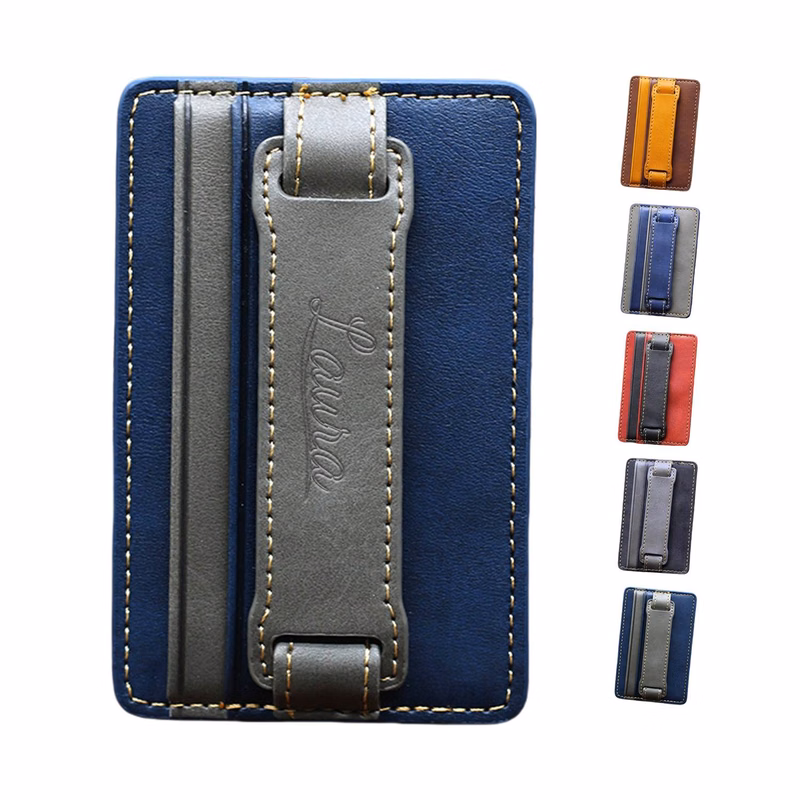 PU Leather Phone Grip Card Holder Wrist Strap
