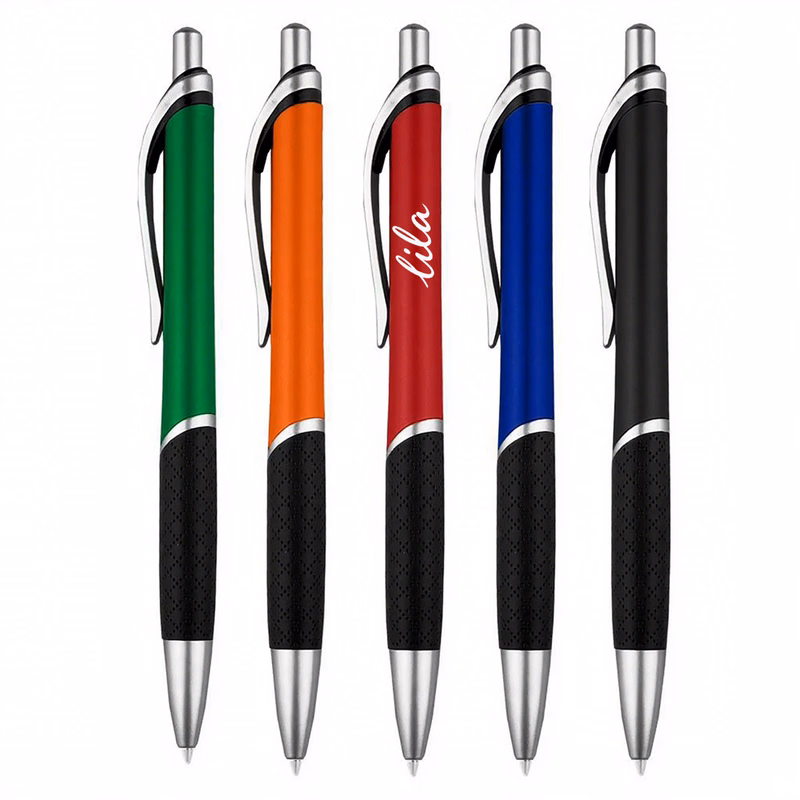 Retractable Rubber Coated Barrel Ballpoint Pen