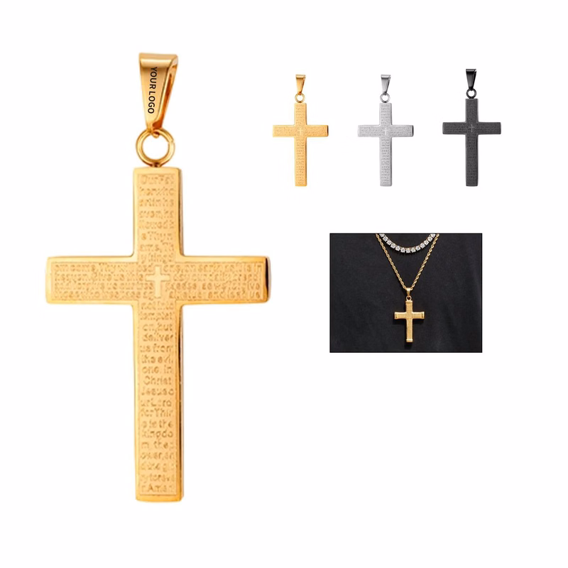 Durable Steel Cross Pendant with Chain for Gifts