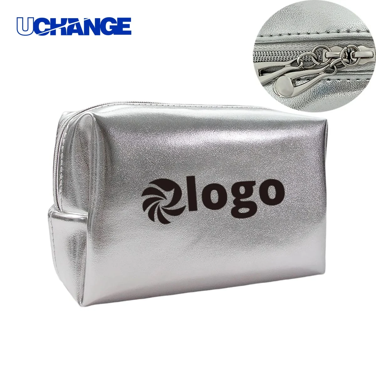 Travel Premium Silver PU Leather Cosmetic Bag Organizer 1