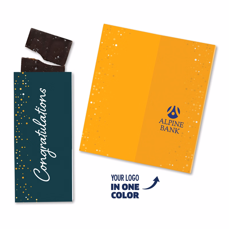 One Color Foil-Stamped Stock Gratitude Sweeter Cards with Sea Salt Caramel Chocolate Bar