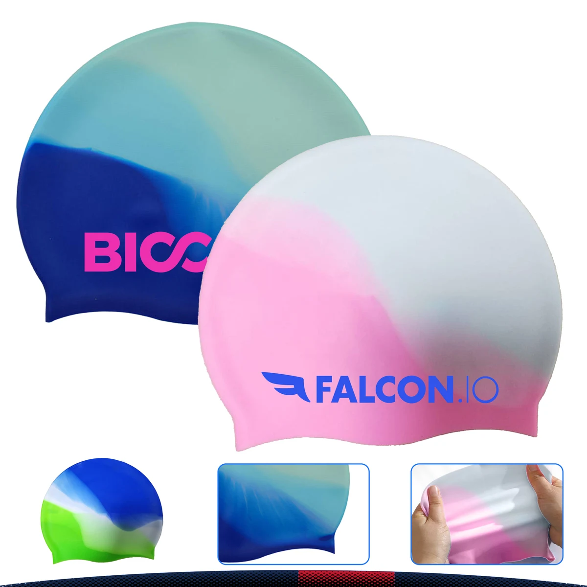 Color Blocked Silicone Swim Cap 1