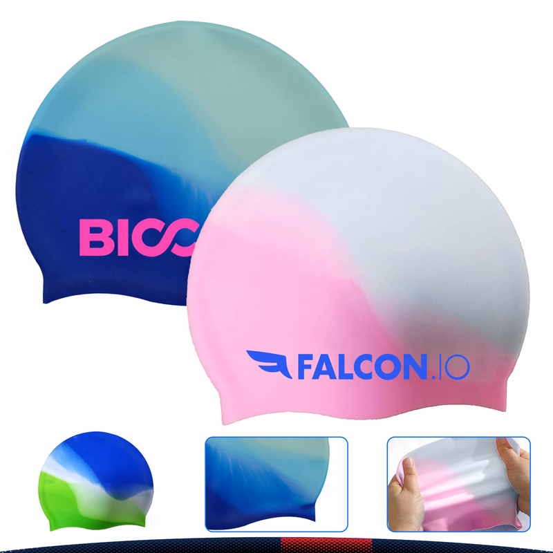Color Blocked Silicone Swim Cap
