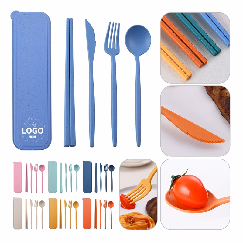 Wheat Straw Cutlery Portable Utensils Spoon Fork Knife Sets