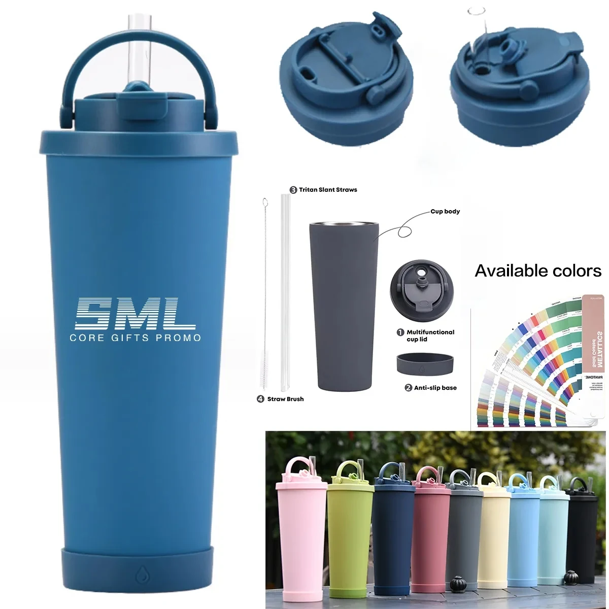 28oz Stainless Steel Thermos Bottle with Lid and Straw, custom water bottle with logo imprint 1