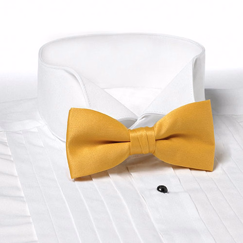 Gold Solid Color Bow Tie - Clip-on