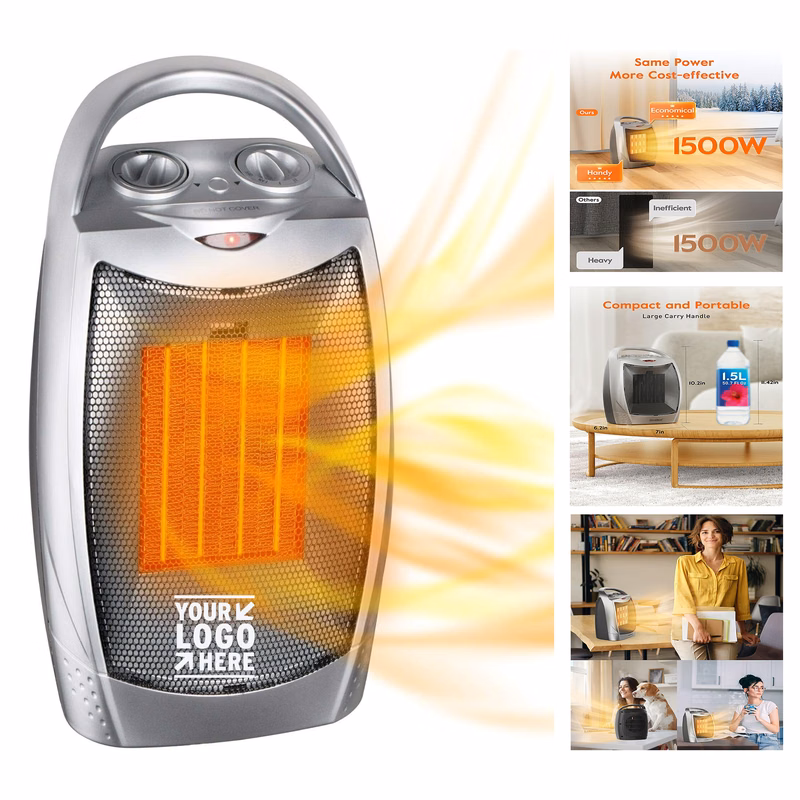 Portable Electric Space 1500W/750W Safe and Quiet Ceramic Heater Fan with Thermostat
