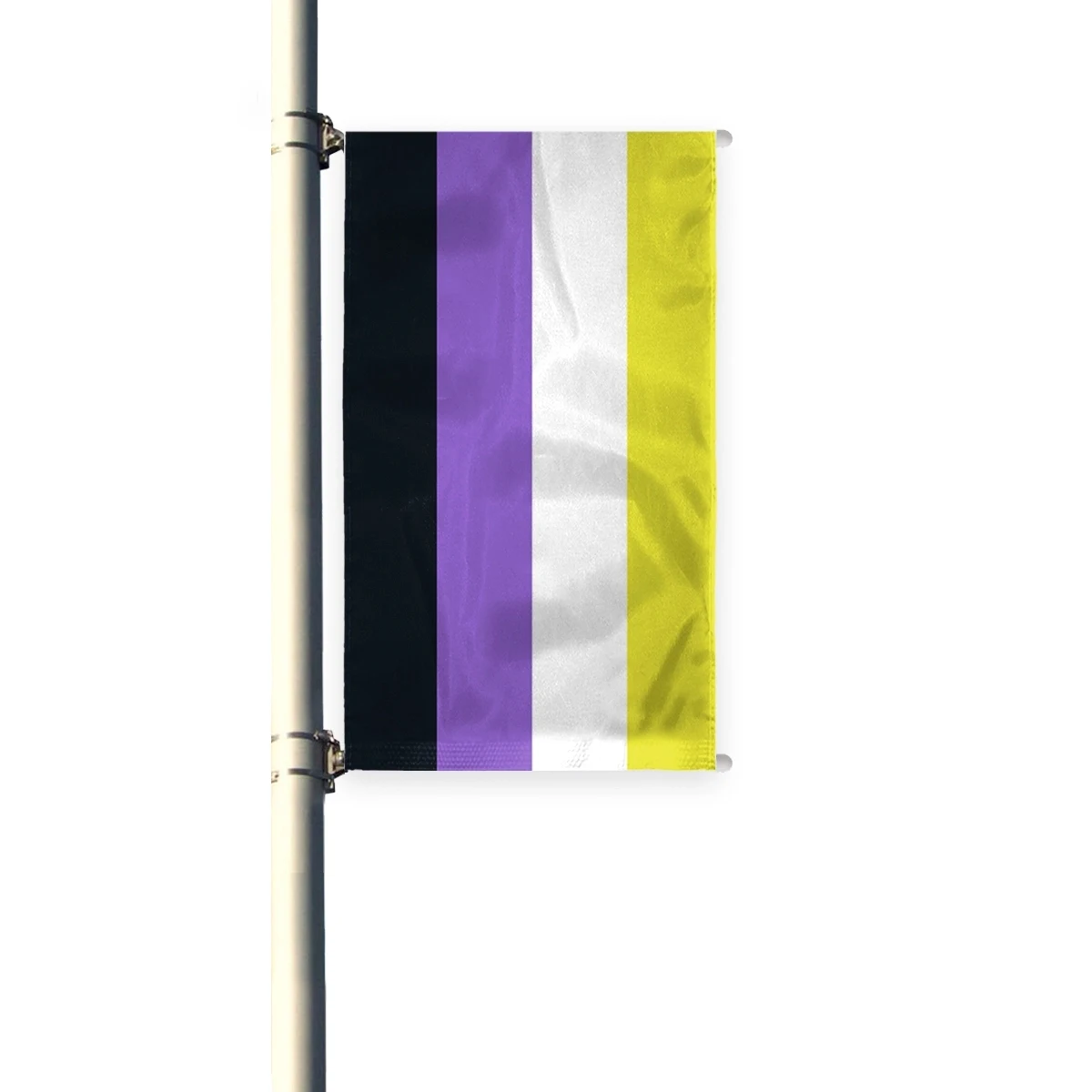 3'x8' Non-Binary Pride Pleated Light Post Banner 1