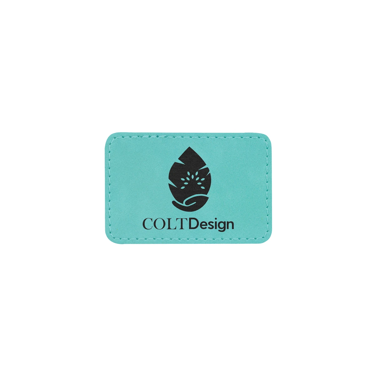 3" x 2" Teal Leatherette Rectangular Patch with Adhesive 1