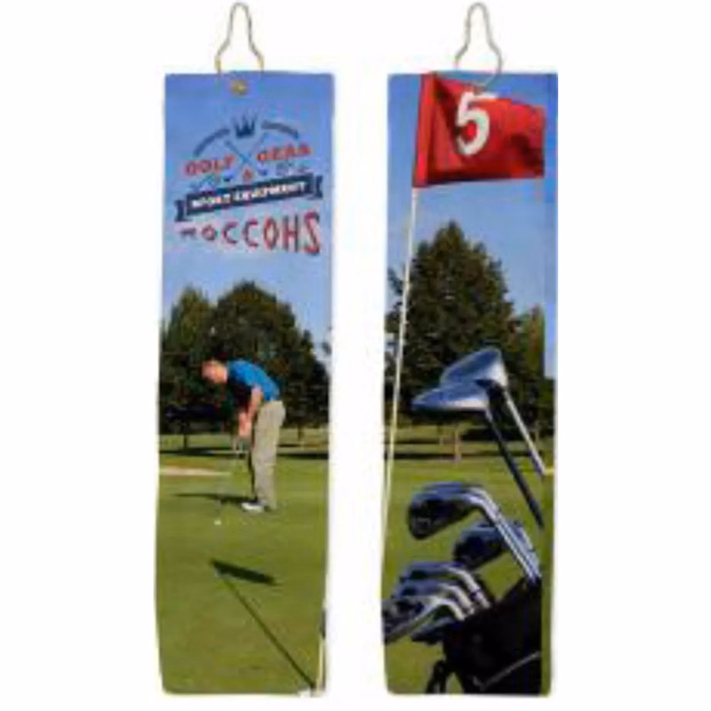 Sublimated Tri-fold Velour Golf Towel with Hook and Grommet