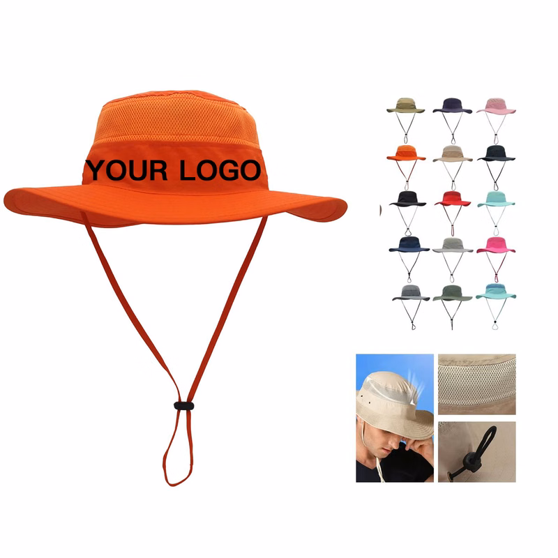 Nylon Bucket Hat with Wide Brim and Mesh Ventilation