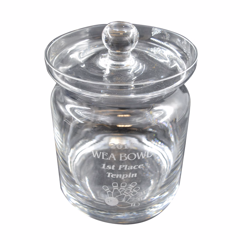 Aladdin 5.5" Mouth Blown Lead Free Crystal Biscuit or Candy Jar