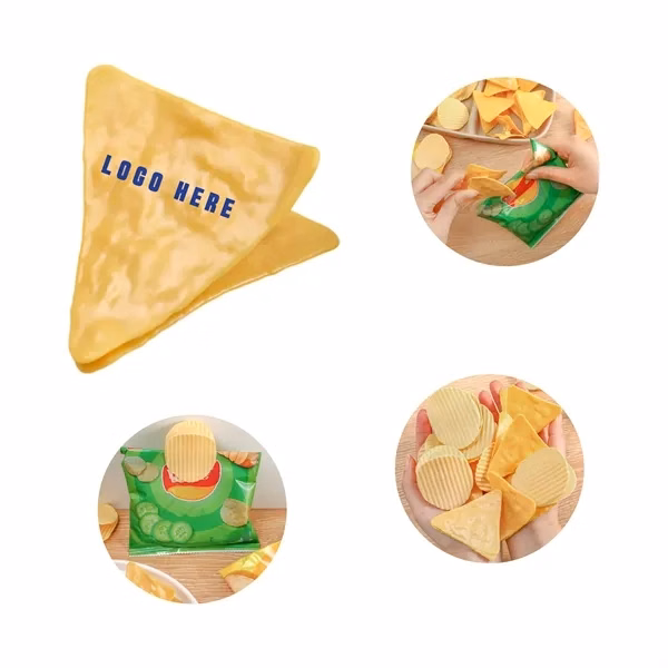 Custom Playful Potato Chip Shaped Plastic Clip — Fun Desk Paper Organizer Novelty
