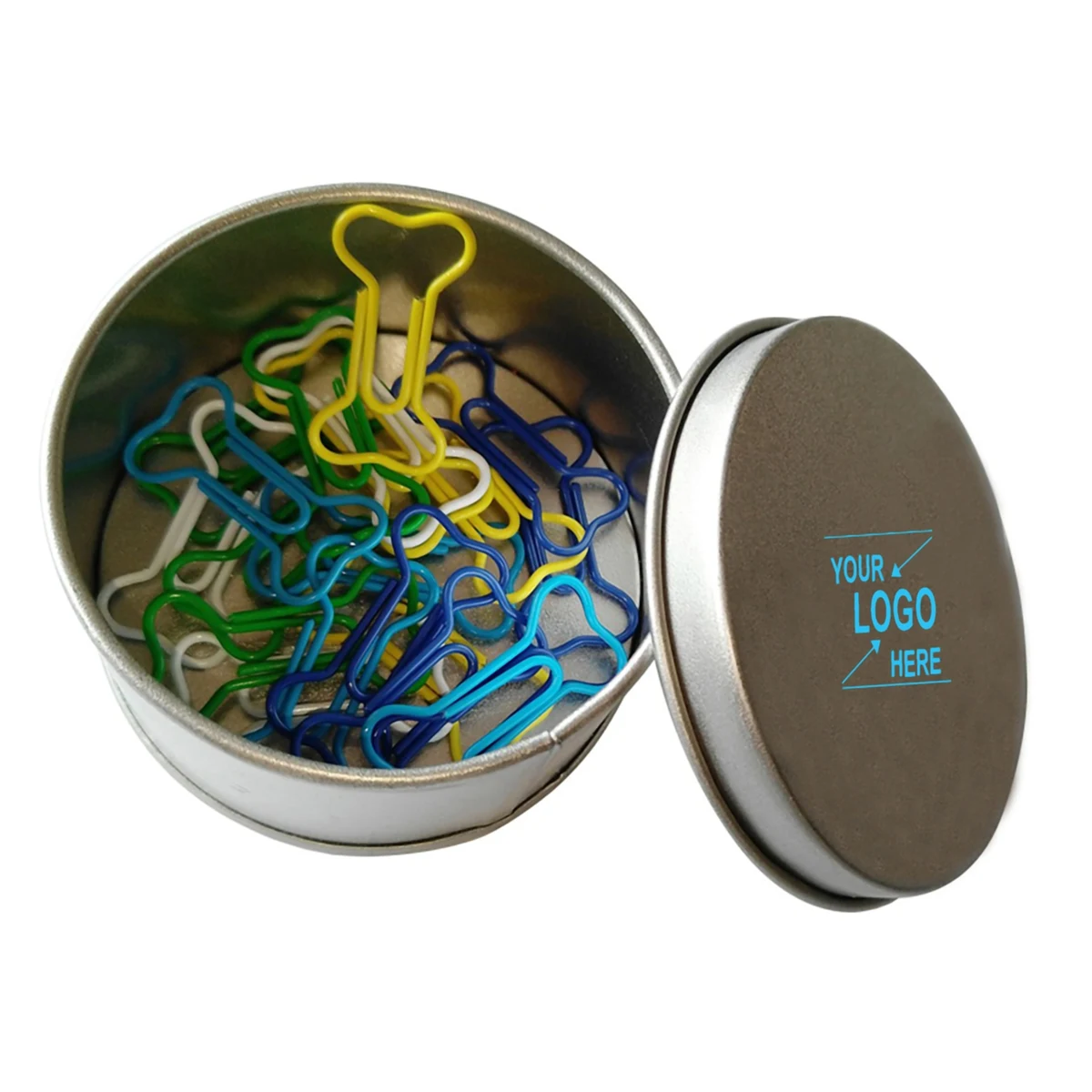 Dog Bone Shaped Paper Clips w/Tin Container 1