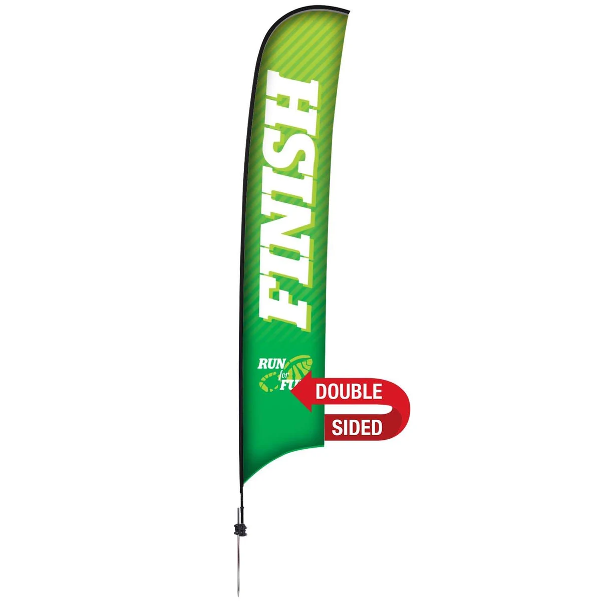 17' Premium Razor Sail Sign Kit (Double-Sided with Ground Spike & Ground Anchor) 1