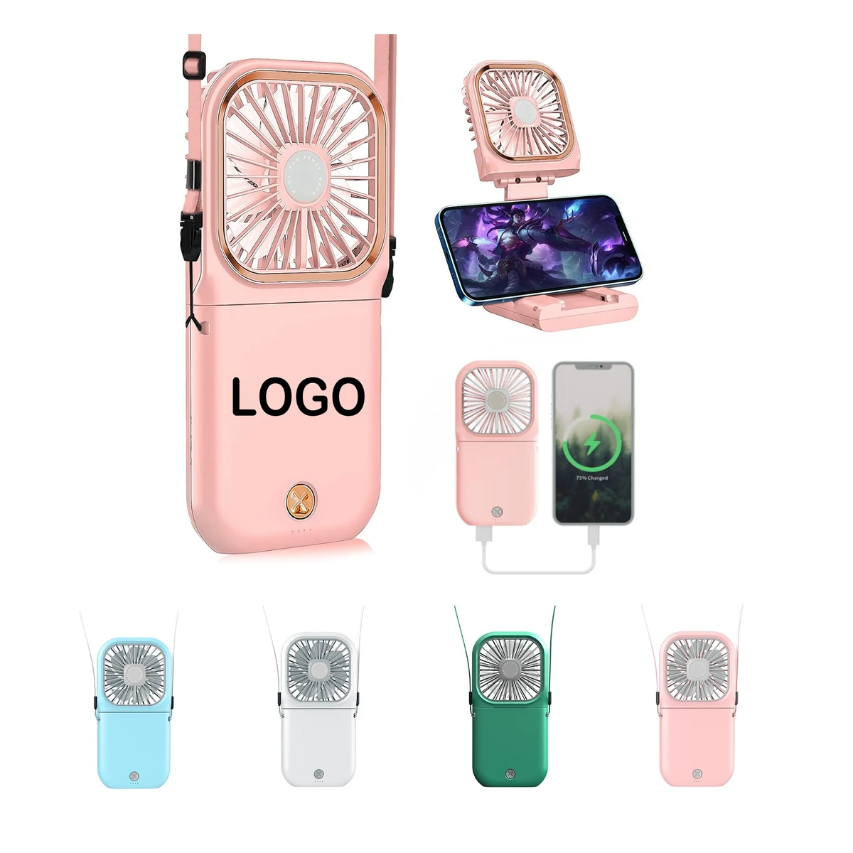 3000mAh Power Bank Fan With Phone Holder 1