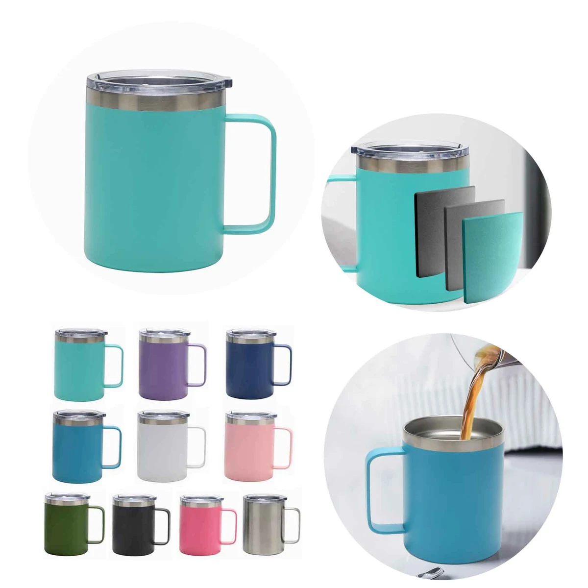 12oz Stainless Steel Ringed Coffee Mug 1