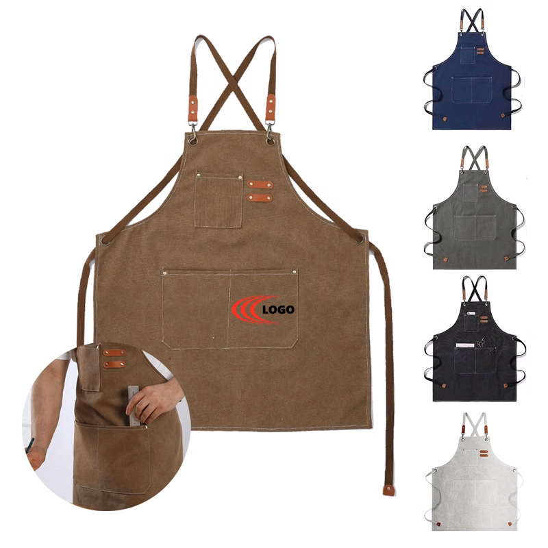 Waterproof Thick Canvas Chef Work Apron Adjustable MOQ 10PC