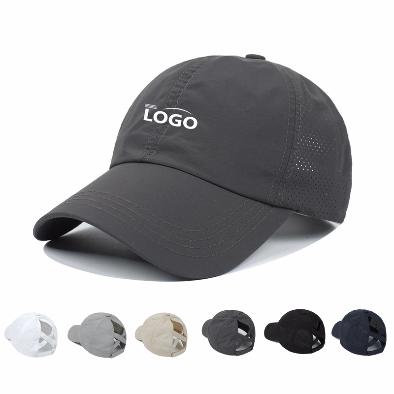 Breathable Cotton-Mesh Baseball Cap - Adjustable for High Ponytails