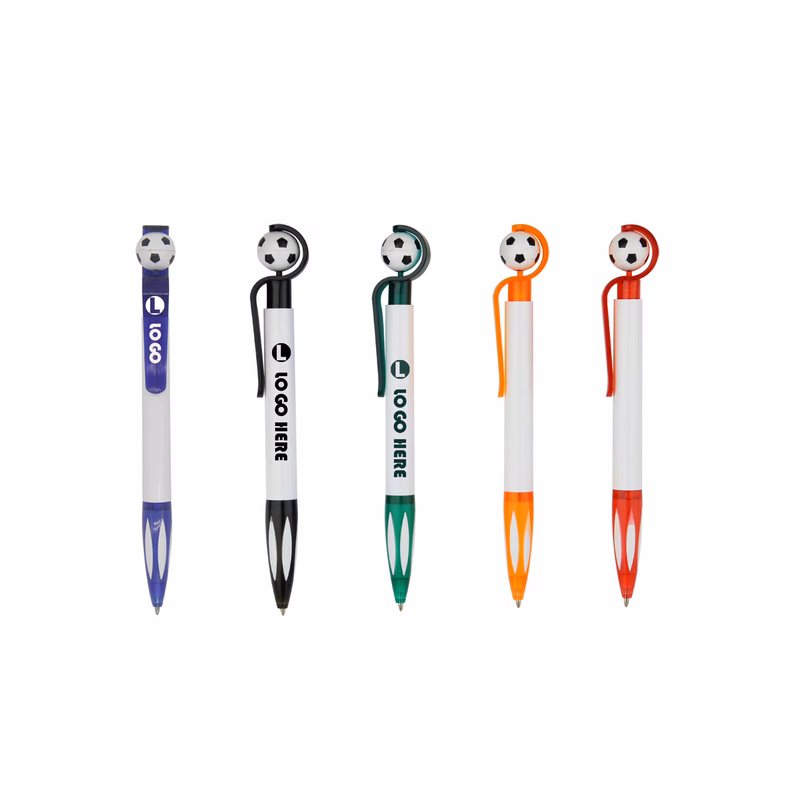 Plastic Ballpoint Pen With A Soccer Ball Design
