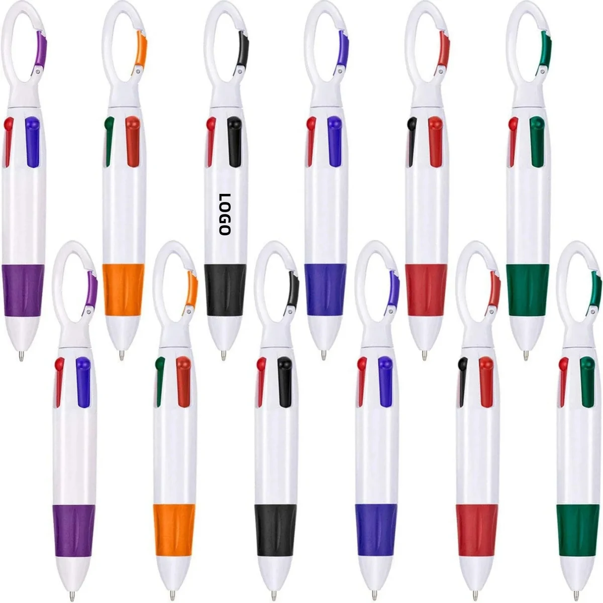 Plastic Carabiner 4-in-1 Retractable Ballpoint Pens 1