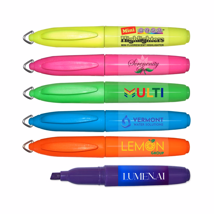 Mini Highlighter with Key Ring Cap - Full Color Decal