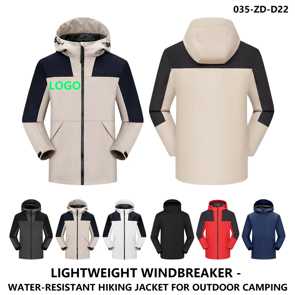 Men Women Windproof Waterproof Colorblock Hooded Windbreaker ?C Custom Logo 1