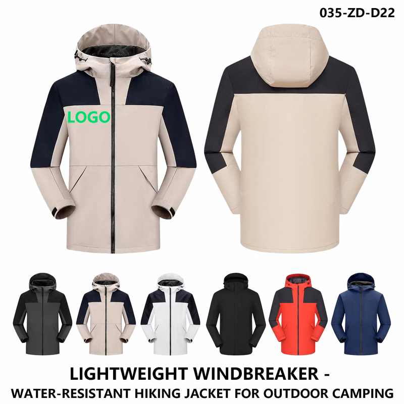 Men Women Windproof Waterproof Colorblock Hooded Windbreaker ?C Custom Logo