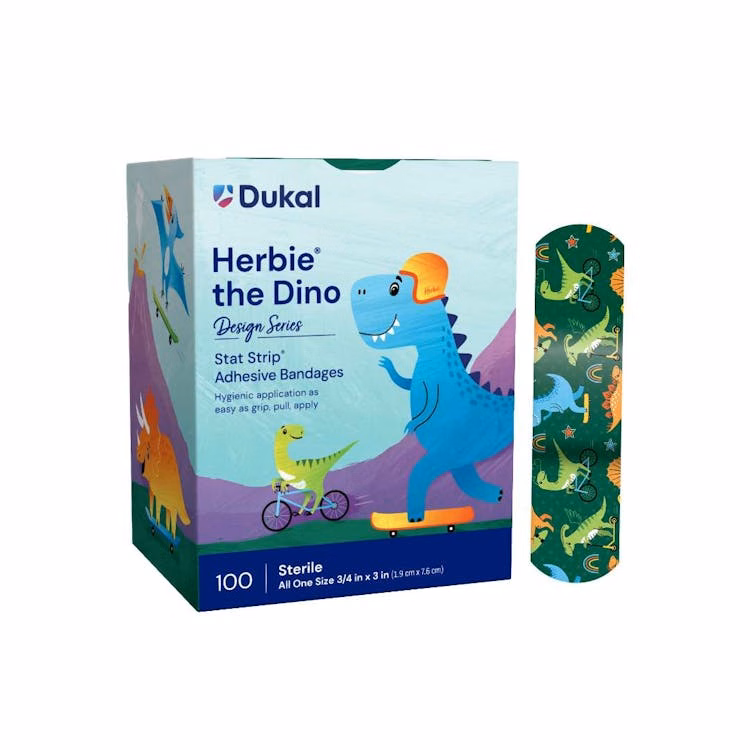 Herbie the Dino Adhesive Bandages 3/4" x 3"