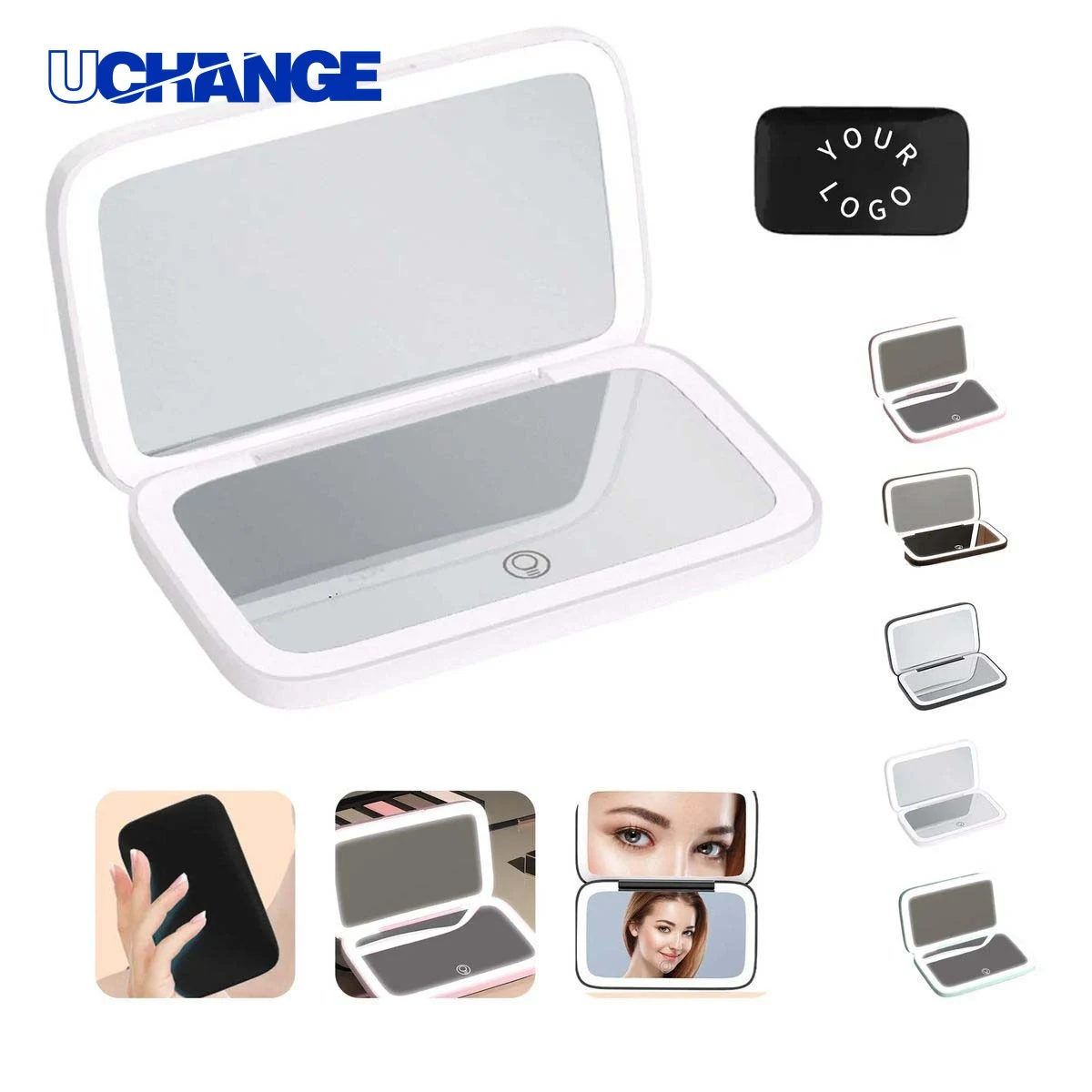 Double Sided Makeup Mirror with Three Light Settings 1