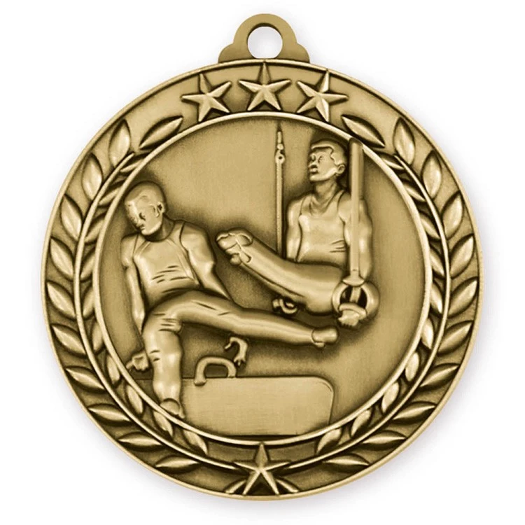 Male Gymnastics Wreath Award Medallion (2-3/4") 1