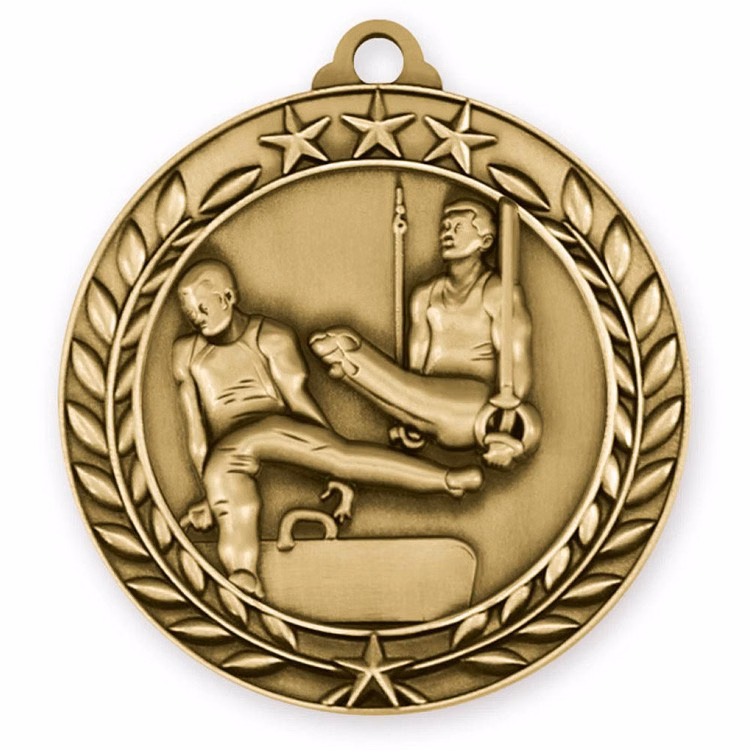 Male Gymnastics Wreath Award Medallion (2-3/4")
